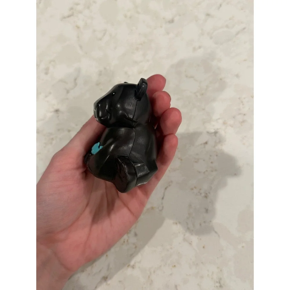 Fisher Price Little People Black‎ Bear Figure with Blue Fish Sitting Animal Toy